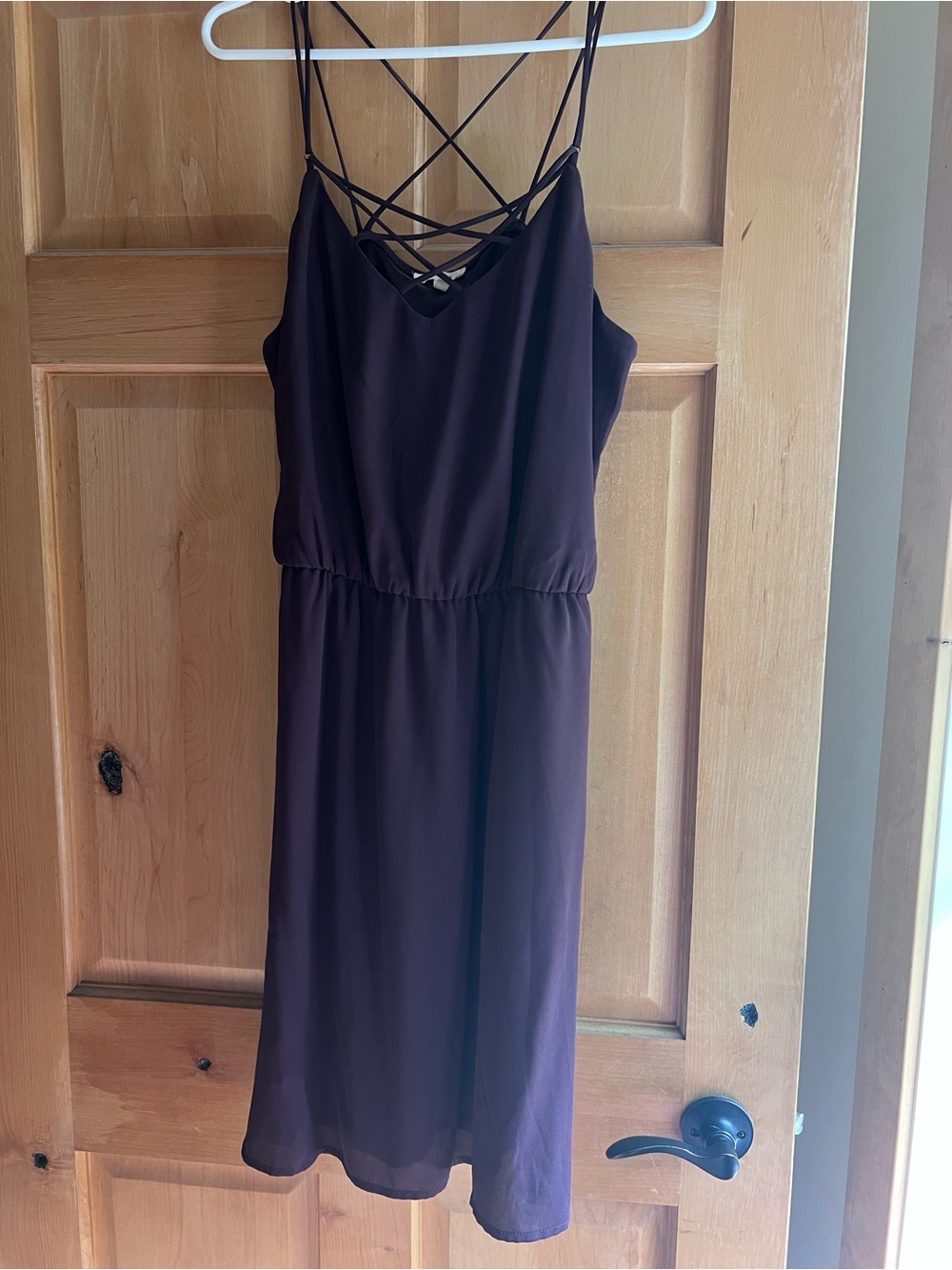 Maurices Deep Plum Crisscross-Strap Midi Dress